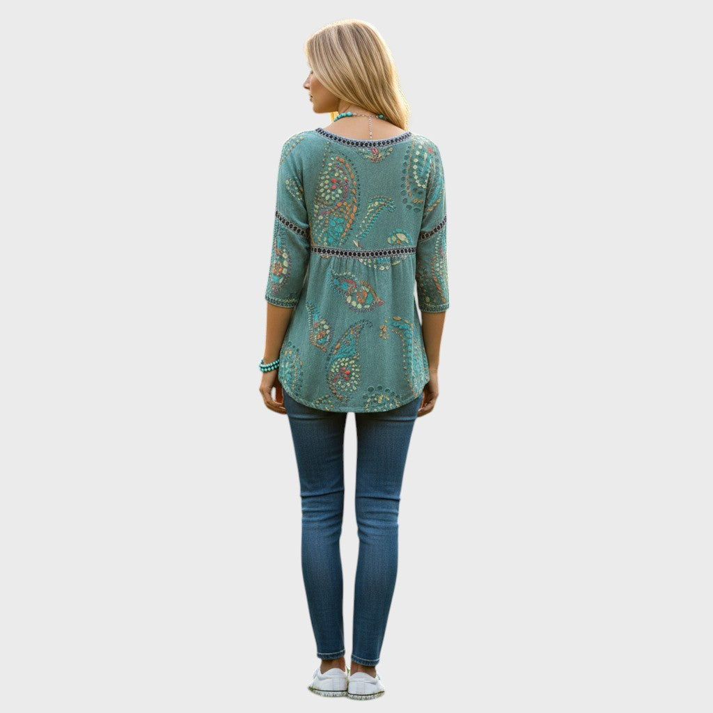 Calira | Printed Round Neck Blouse