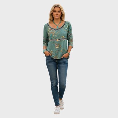 Calira | Printed Round Neck Blouse