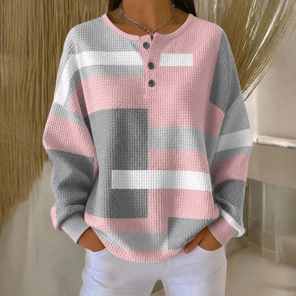 Jocelyn | Colour Block Henley Knit Sweater