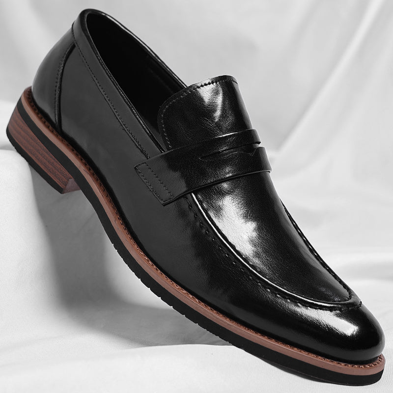 Merric | Polished Leather Slip On Loafers