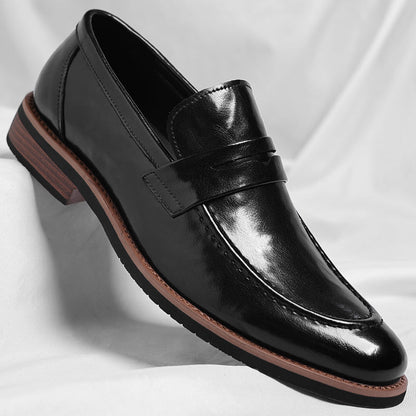 Merric | Polished Leather Slip On Loafers