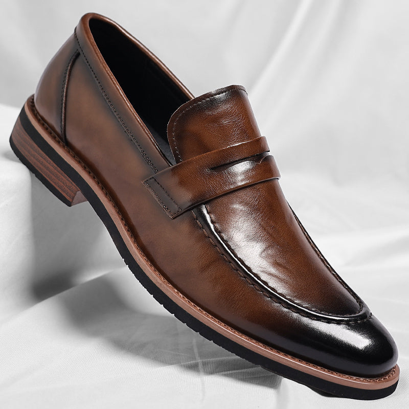 Merric | Polished Leather Slip On Loafers