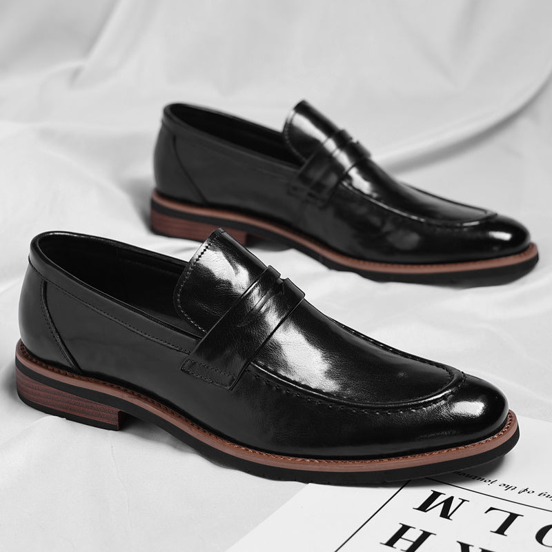 Merric | Polished Leather Slip On Loafers
