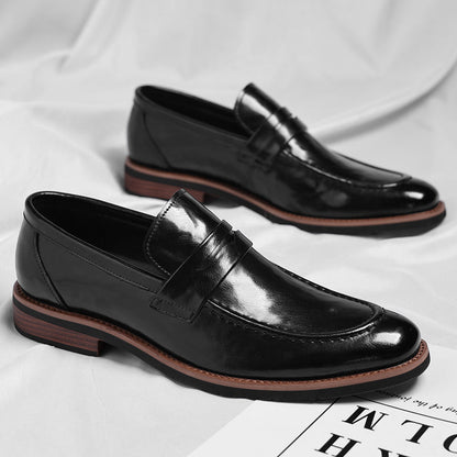 Merric | Polished Leather Slip On Loafers