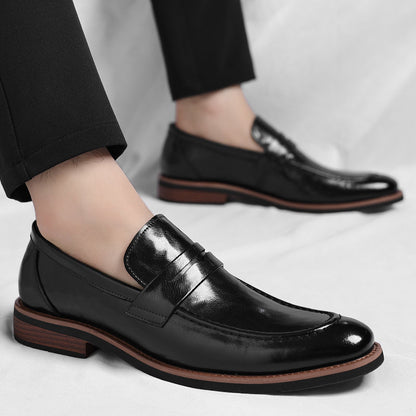 Merric | Polished Leather Slip On Loafers