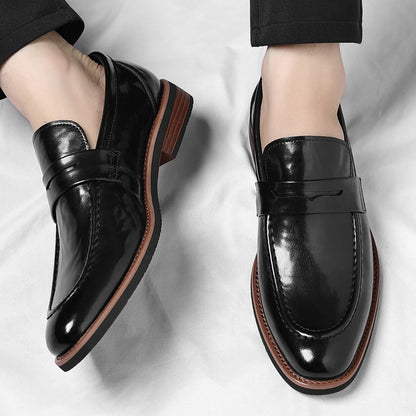 Merric | Polished Leather Slip On Loafers