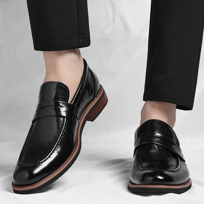 Merric | Polished Leather Slip On Loafers