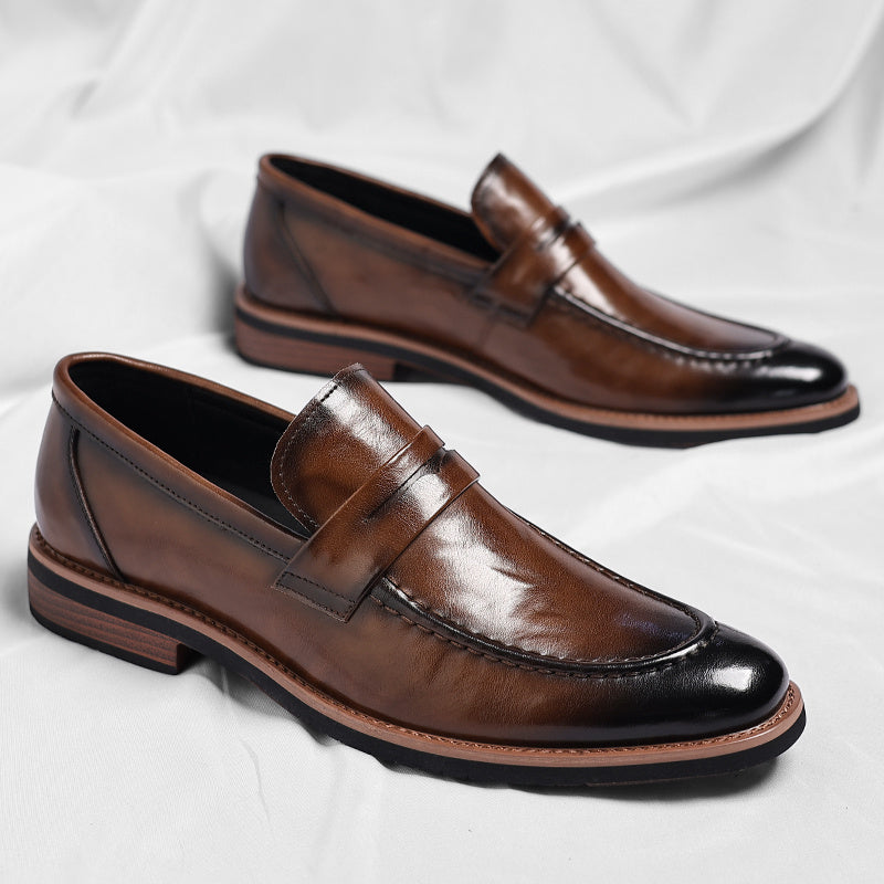 Merric | Polished Leather Slip On Loafers