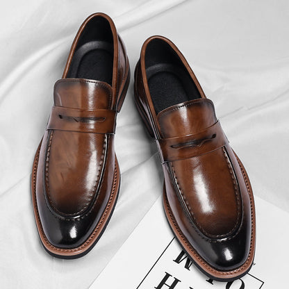 Merric | Polished Leather Slip On Loafers
