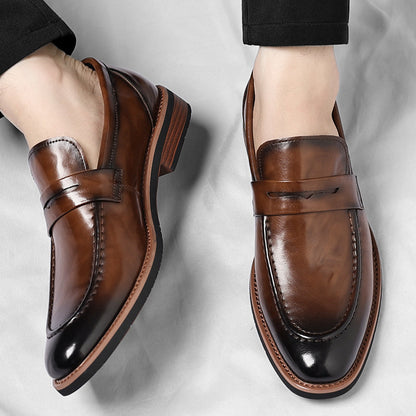 Merric | Polished Leather Slip On Loafers