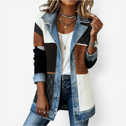 Brenna | Denim Trim Ribbed Cardigan