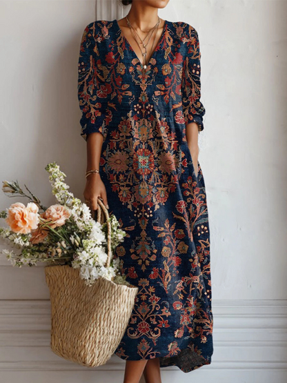 Solmelle | Vintage Floral Maxi Dress