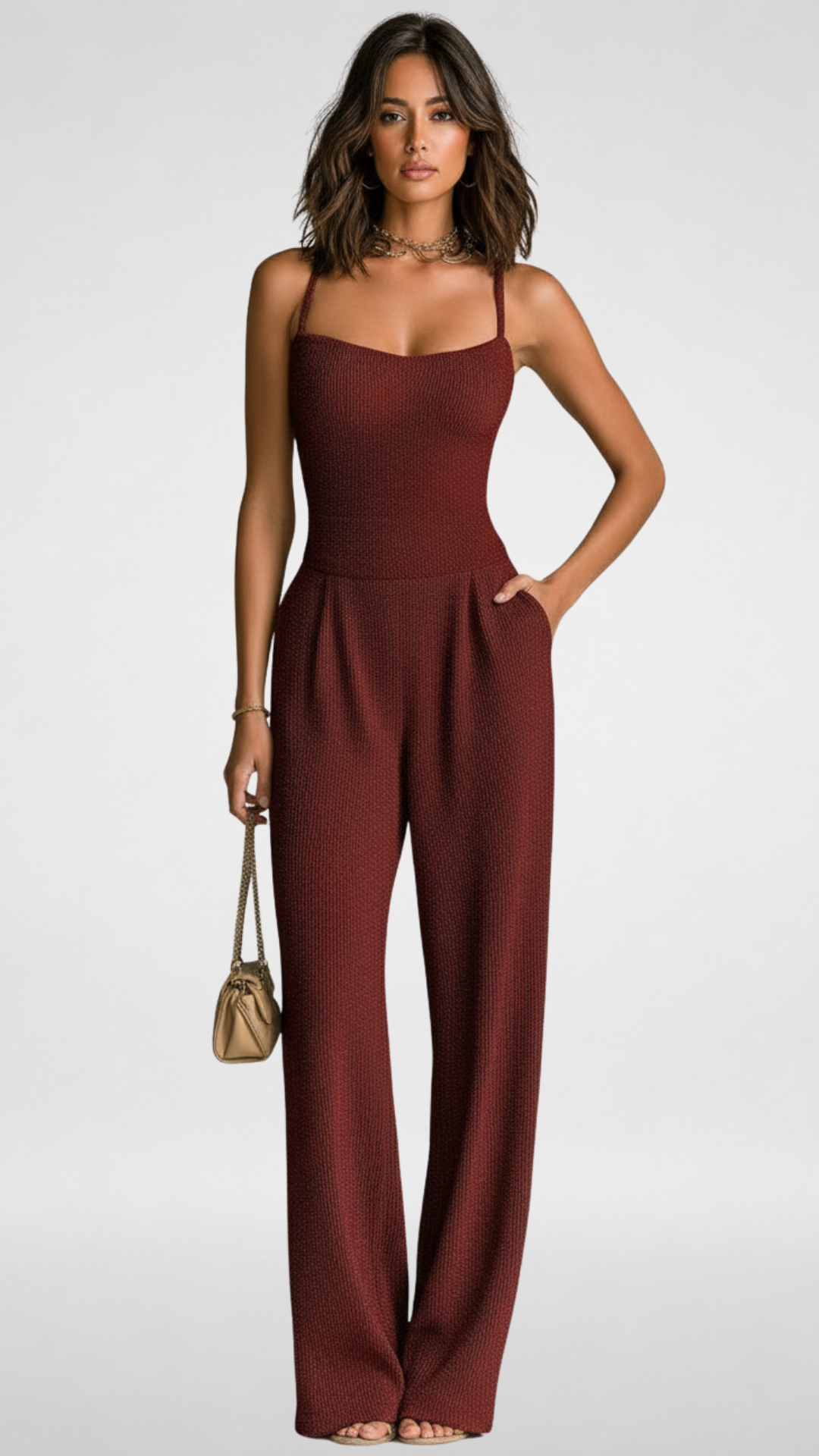 Fiorella | Textured Wide Leg Jumpsuit