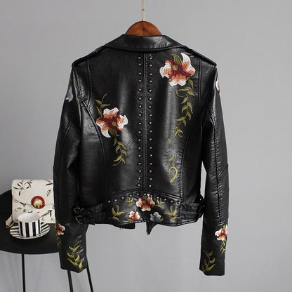 Petra | Embroidered Floral Moto Jacket