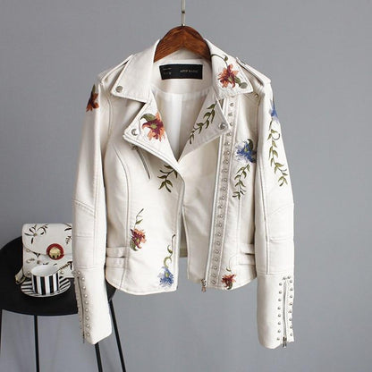 Petra | Embroidered Floral Moto Jacket