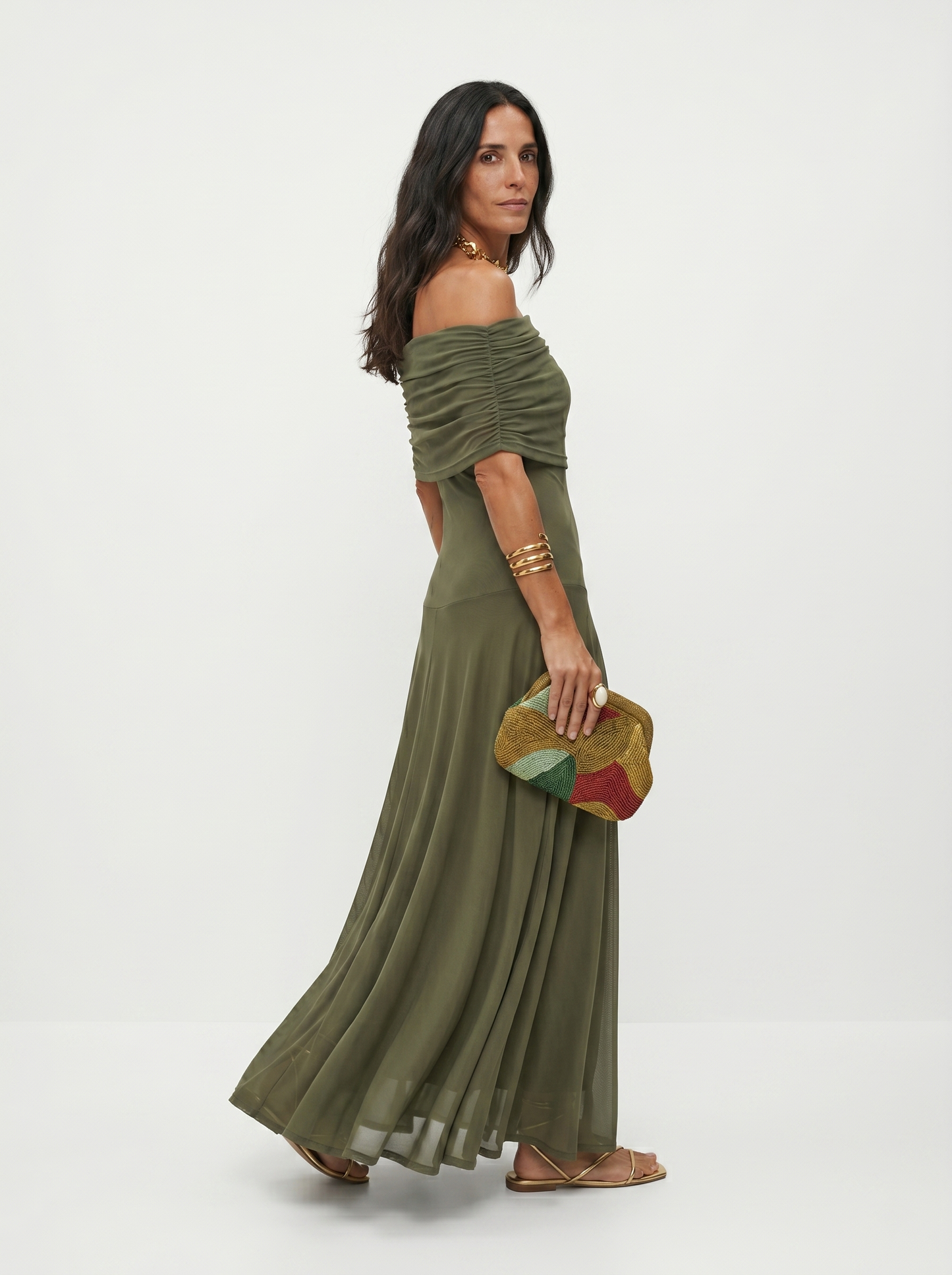 Clara | Linen Trim Detail Short Sleeve Midi Dress