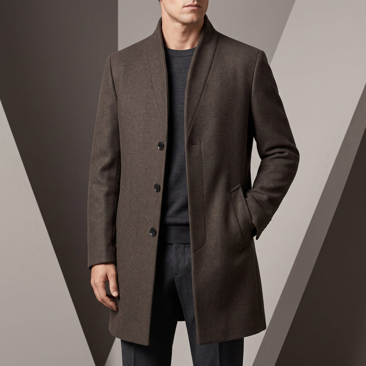 Kerrick | Tailored Stand Collar Long Coat