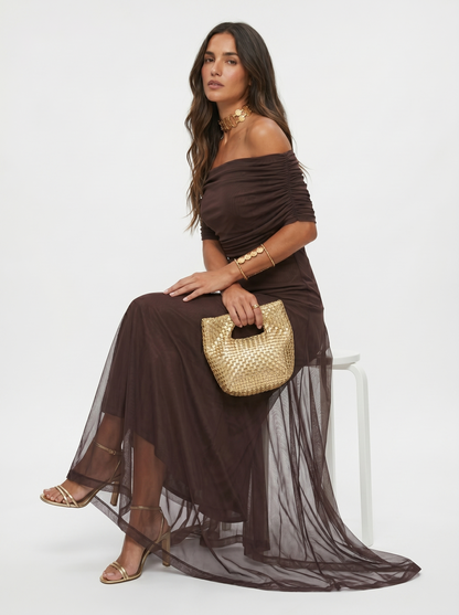 Clara | Linen Trim Detail Short Sleeve Midi Dress
