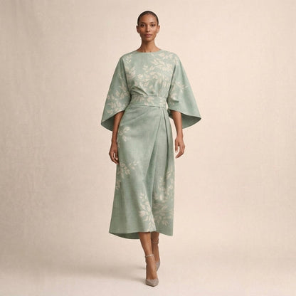 Vaeloria | Floral Belted Midi Dress