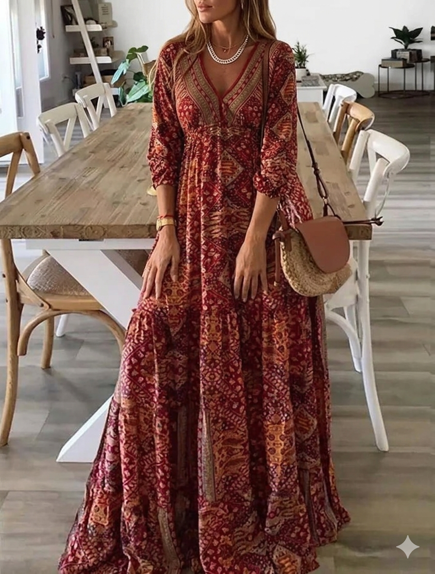 Briarose | Ethnic Print Empire Waist Dress