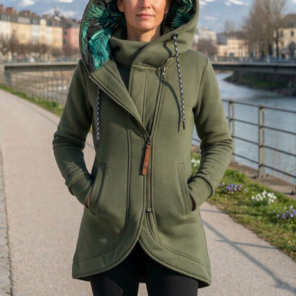 Nolana | Contrast Floral Hood Zip Jacket