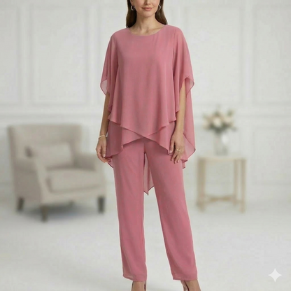 Zevarielle | Layered Chiffon Trouser Set