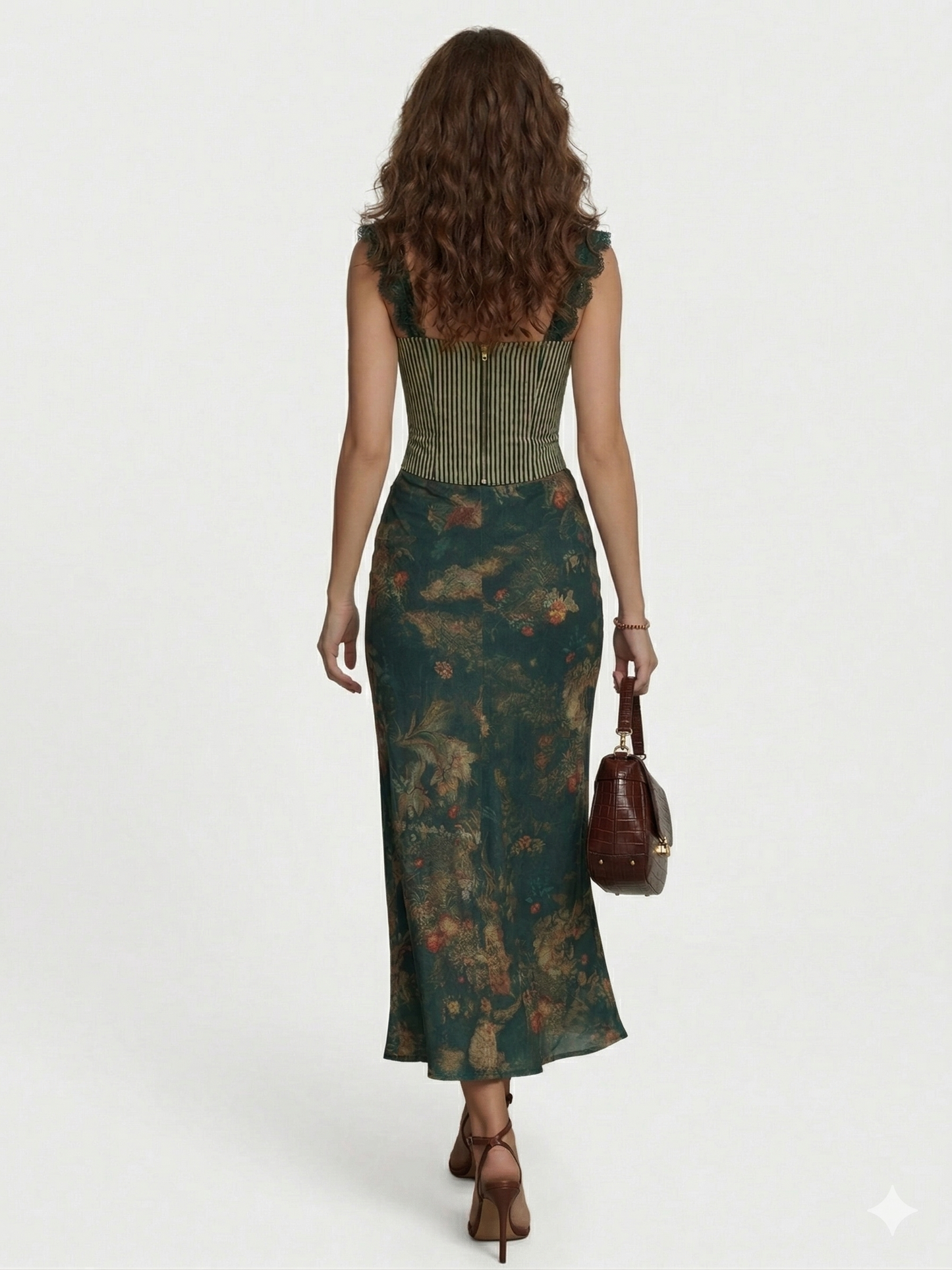 Zephorielle | Lace Corset Floral Maxi Dress