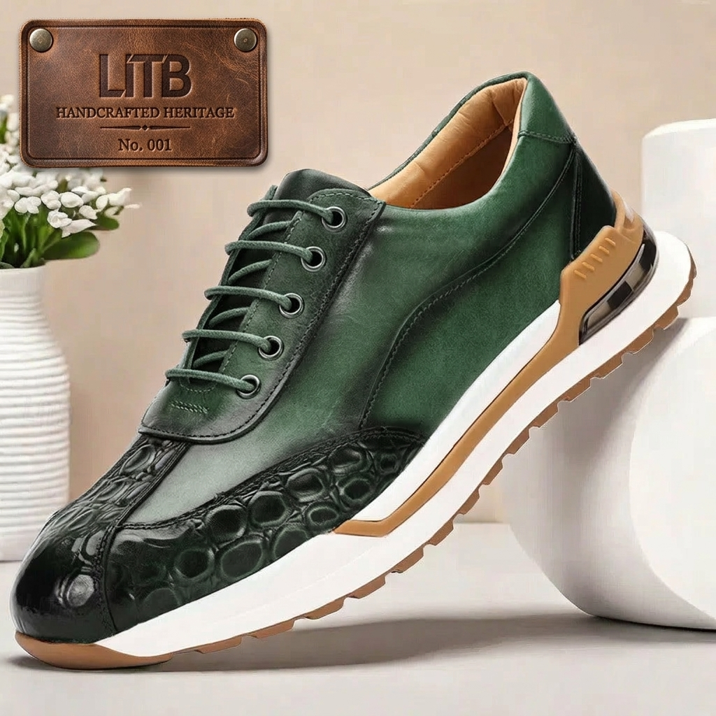Zorvex | Croc Texture Casual Sneakers