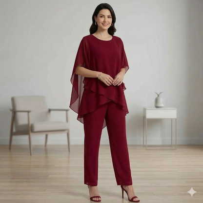 Zevarielle | Layered Chiffon Trouser Set