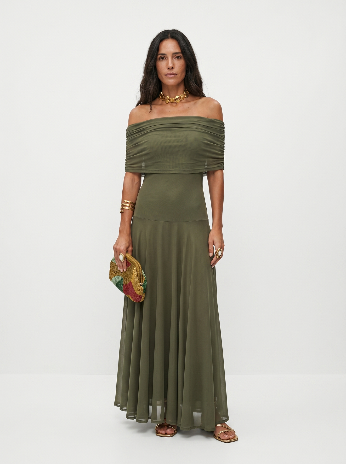 Clara | Linen Trim Detail Short Sleeve Midi Dress