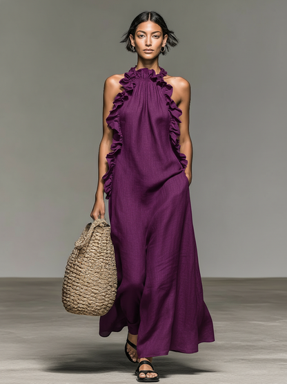 Ilythia | Graceful Ruffle Trim Maxi Dress