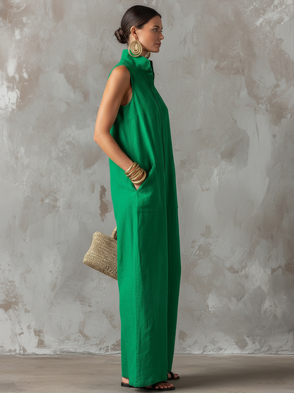 Calantha | Sleeveless Linen Blend Jumpsuit