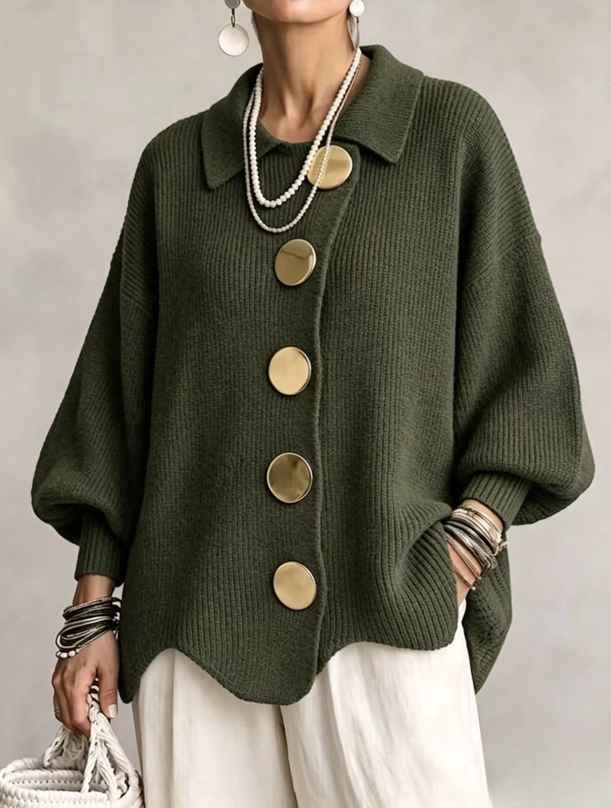 Cecily | Relaxed Button Front Knit Cardigan