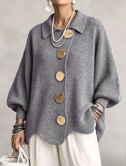 Cecily | Relaxed Button Front Knit Cardigan