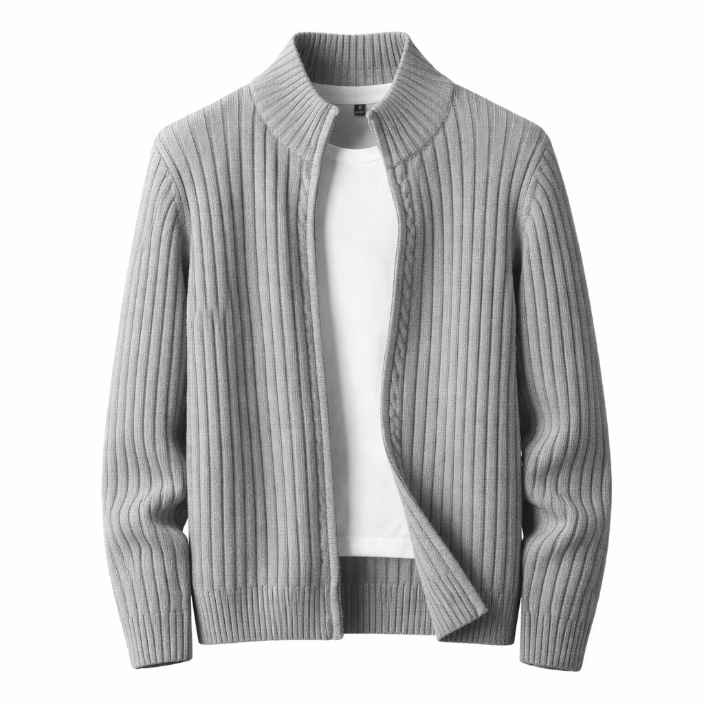 Elric | Stand Collar Full Zip Knit Cardigan