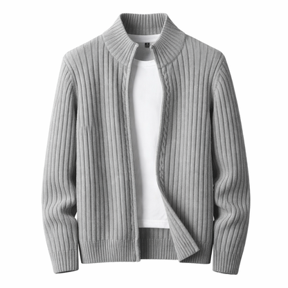 Elric | Stand Collar Full Zip Knit Cardigan