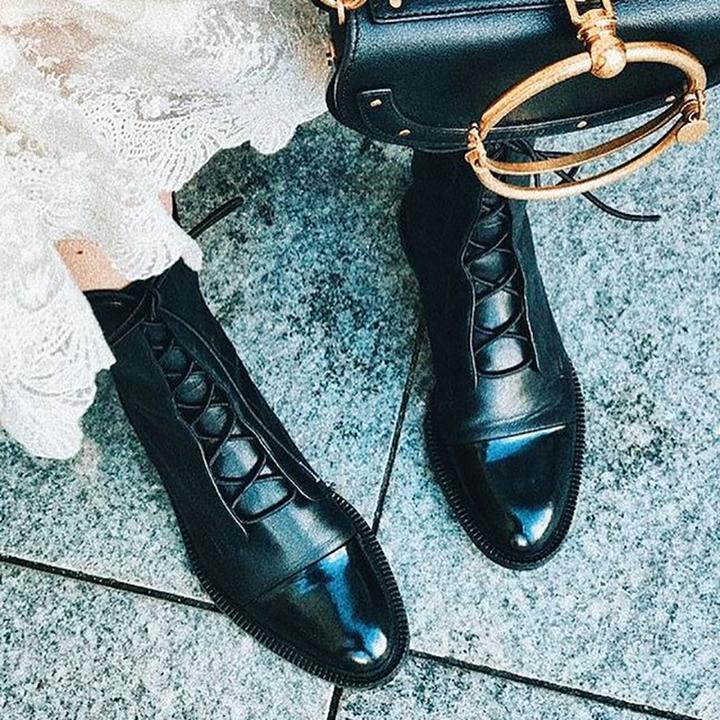 Xandrielle | Lace Up Mid Calf Combat Boots