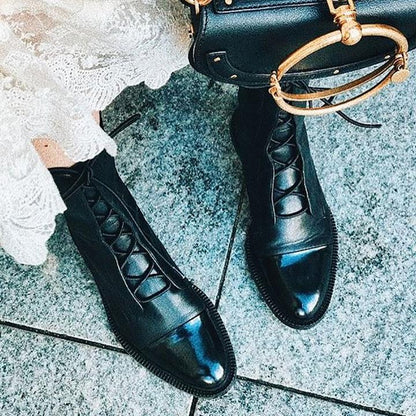 Xandrielle | Lace Up Mid Calf Combat Boots