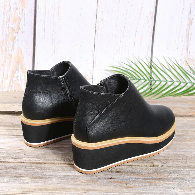 Zella | Comfort Wedge Zip Ankle Boots