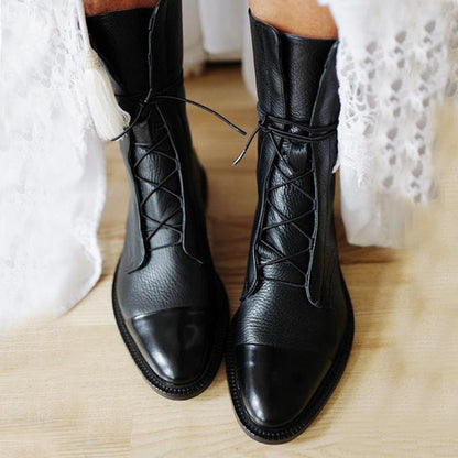 Xandrielle | Lace Up Mid Calf Combat Boots