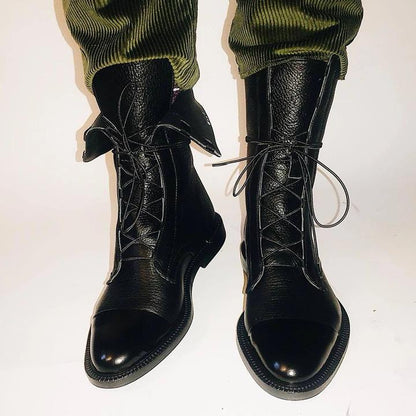 Xandrielle | Lace Up Mid Calf Combat Boots