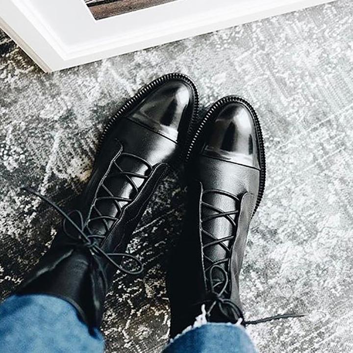 Xandrielle | Lace Up Mid Calf Combat Boots