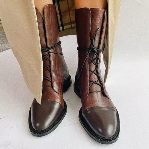 Xandrielle | Lace Up Mid Calf Combat Boots