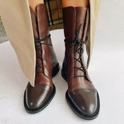 Xandrielle | Lace Up Mid Calf Combat Boots