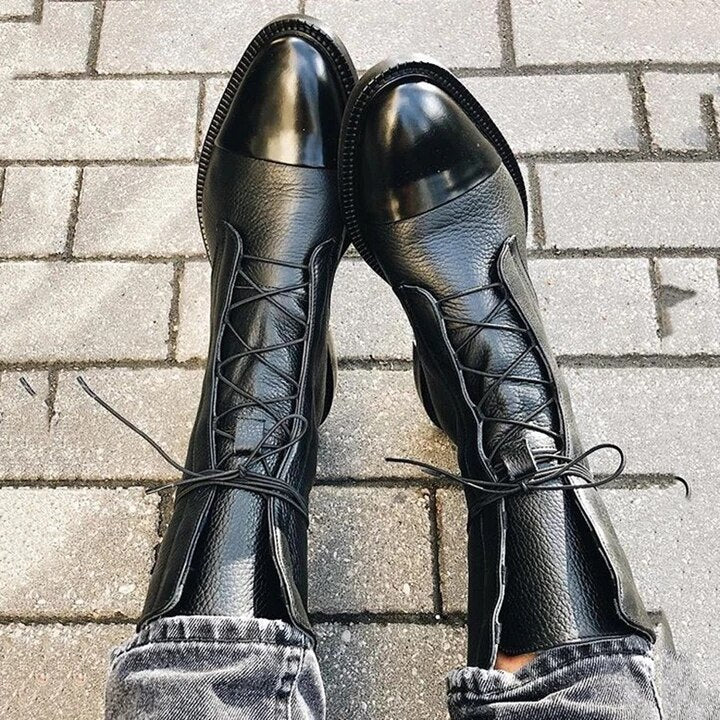Xandrielle | Lace Up Mid Calf Combat Boots