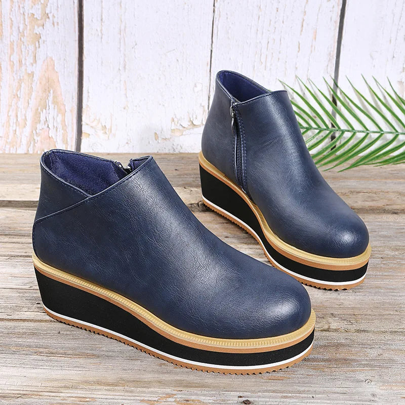 Zella | Comfort Wedge Zip Ankle Boots