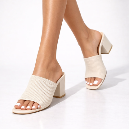 Zephmora | Knit Strap Block Heel Sandals