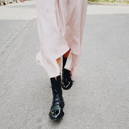 Xandrielle | Lace Up Mid Calf Combat Boots