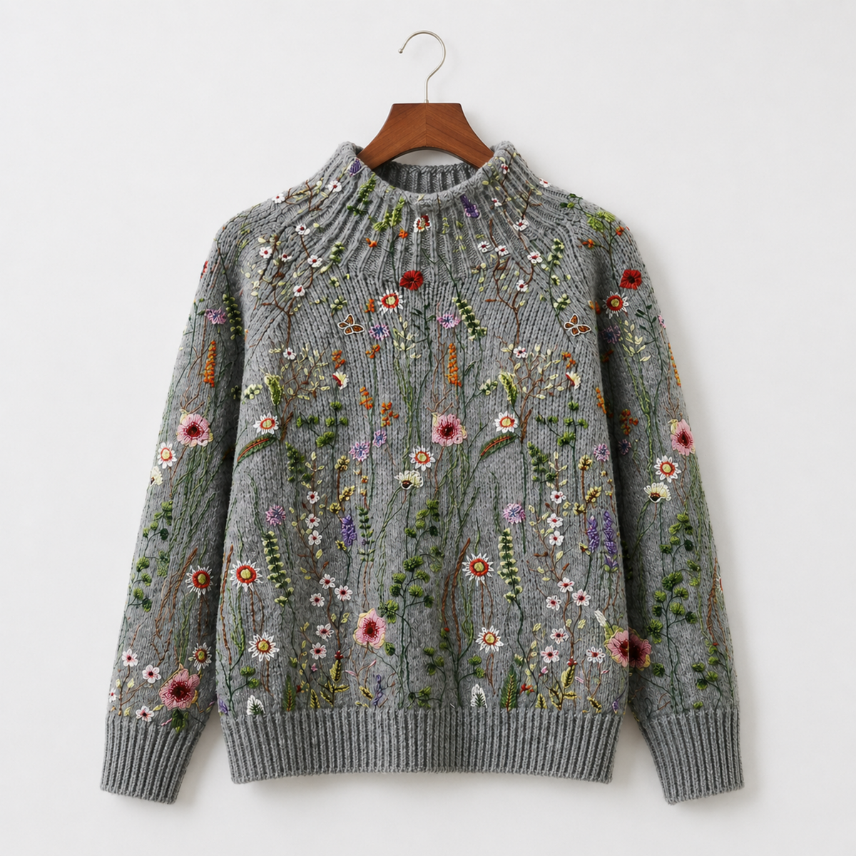 Etheldreda | Botanical Embroidered Knit Sweater