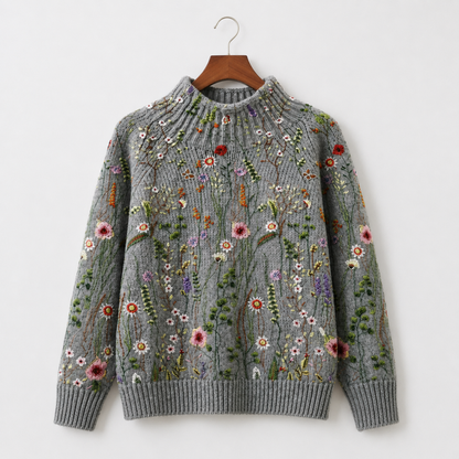 Etheldreda | Botanical Embroidered Knit Sweater